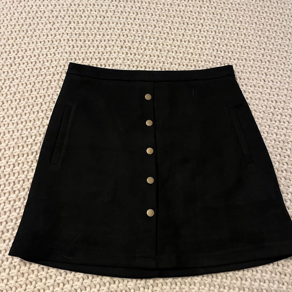 Black Button-Front Skirt